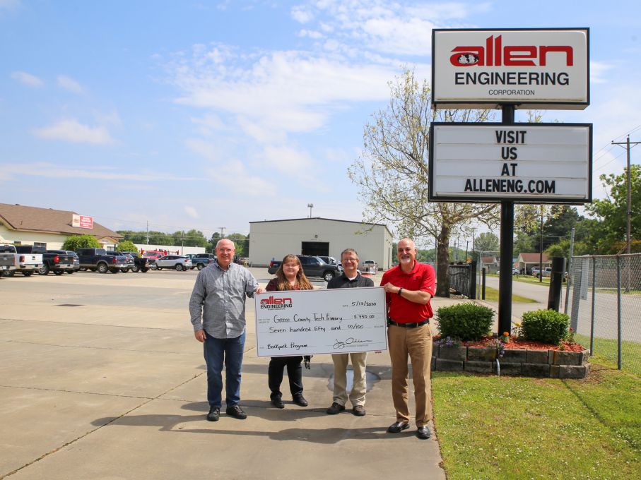 Allen Engineering Presents Checks to Local School Backpack Programs