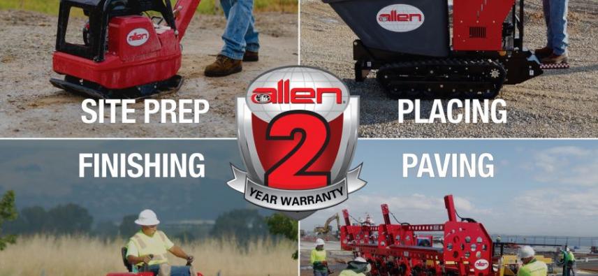 Allen Announces Two Year Warranty on All Equipment