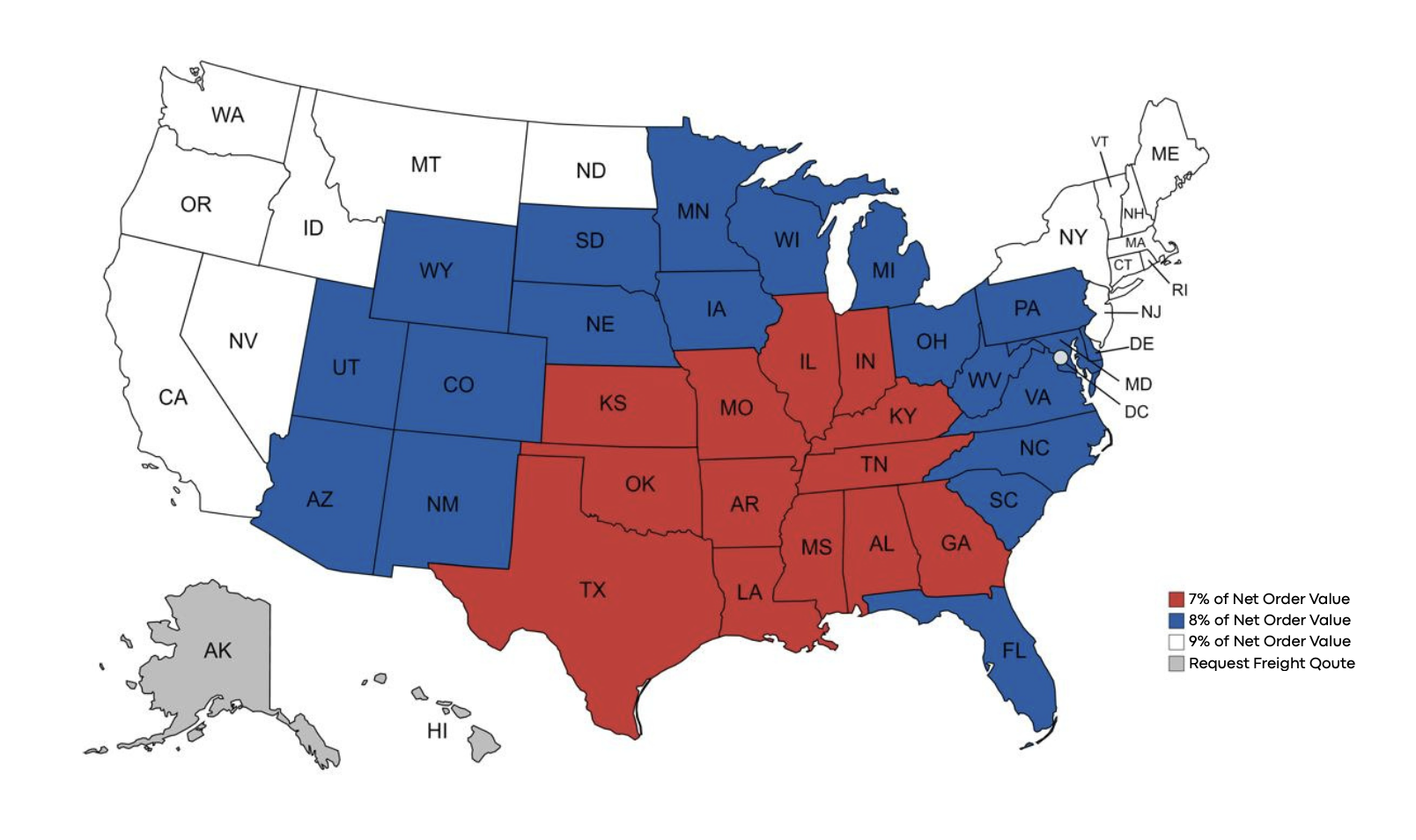 AEC Freight % rate map - 2026