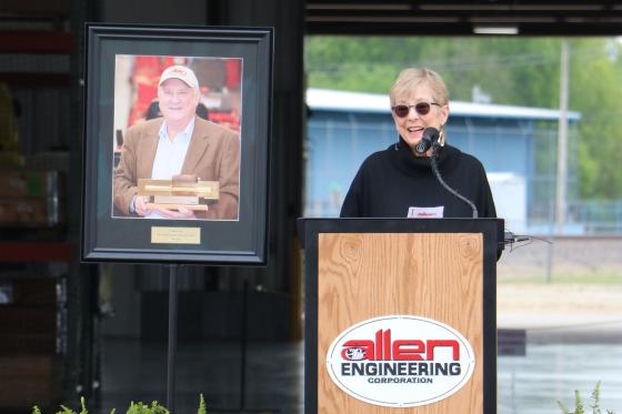 Mary Ann Allen says opening remarks at dedication