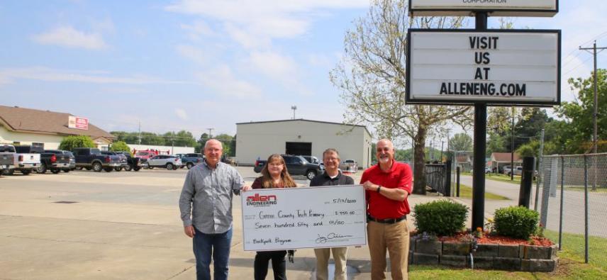 Allen Engineering Presents Checks to Local School Backpack Programs